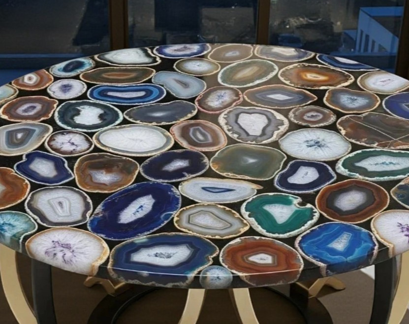Multicolor Agate Coffee Table , Agate Custom Table , Luxury Living Room Table