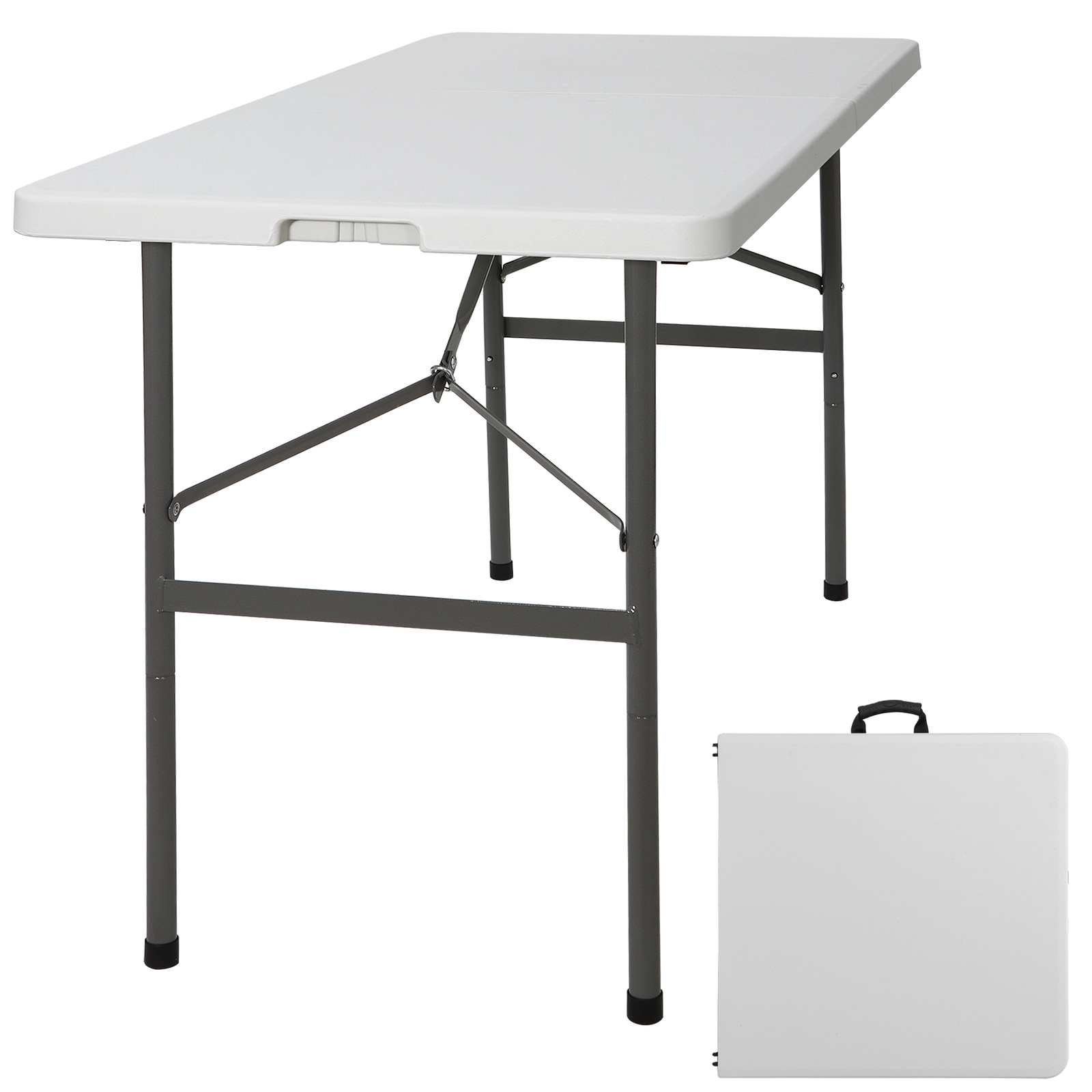 2PCS 4FT Foldlable Table Durable w/Carry Handle Picnic Party Camping Desk White
