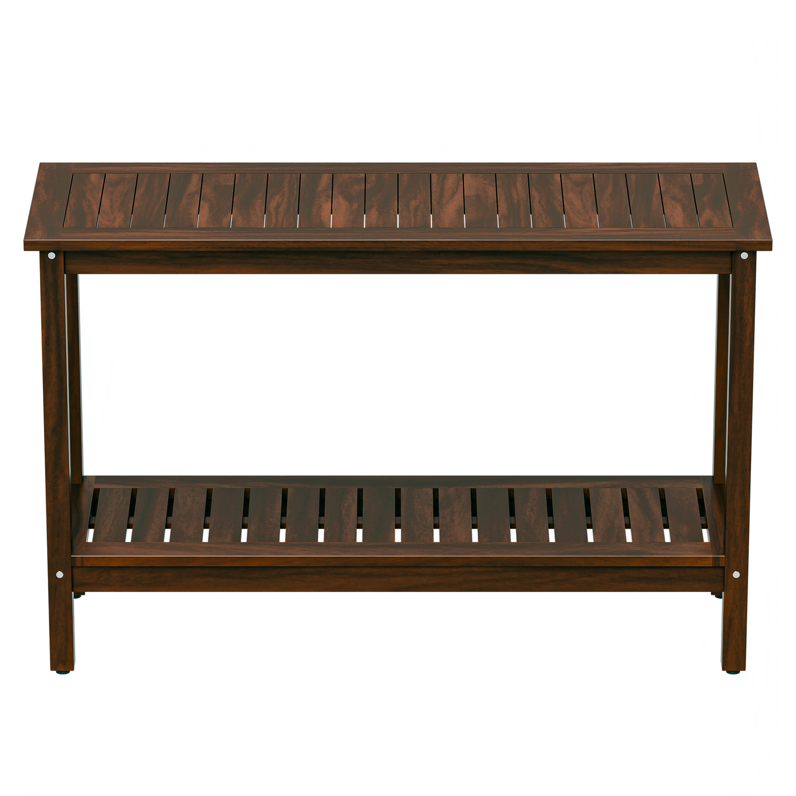 Outdoor Wooden Console Table with 2 Tier Shelf Patio Side Accent Table Coffee