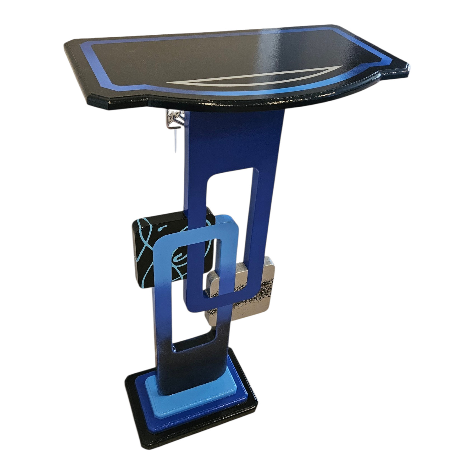 Cobalt Blue Abstract table, Contemporary modern accent end table, 30″ by Art69