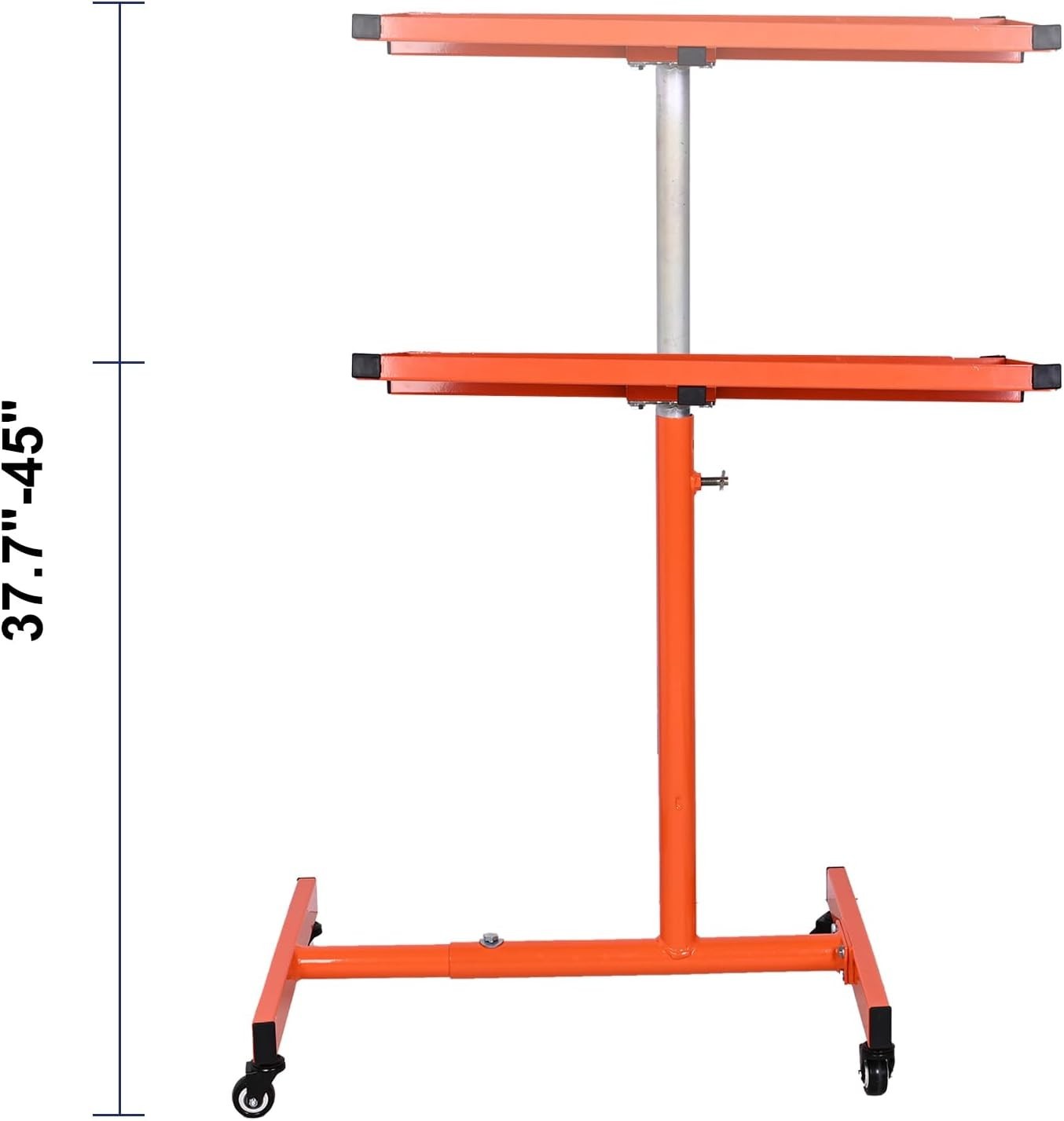 Adjustable Rolling Tool Tray Table – Heavy Duty 220lb Capacity, Orange, Mobile