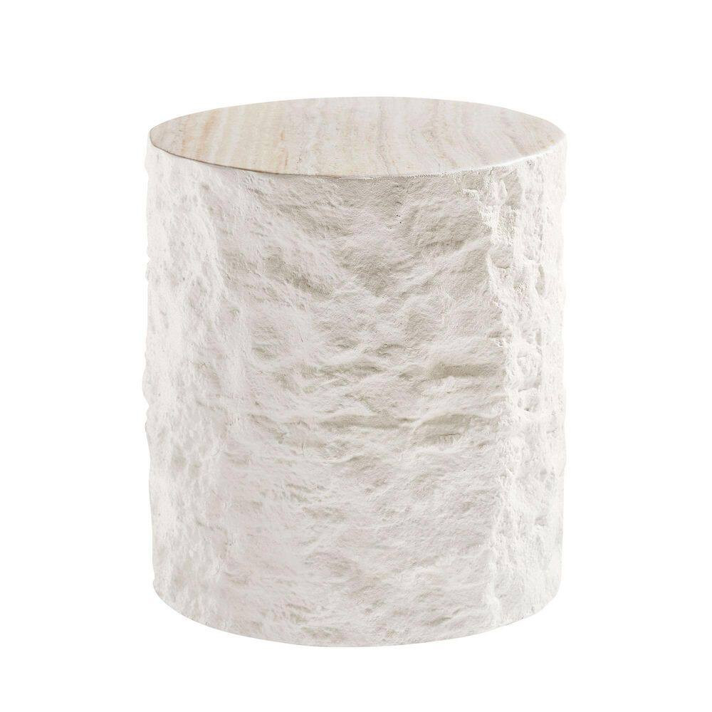 Arend 15.75 In. W Beige round Fiberglass Side Table, Modern Design Imitation Sto