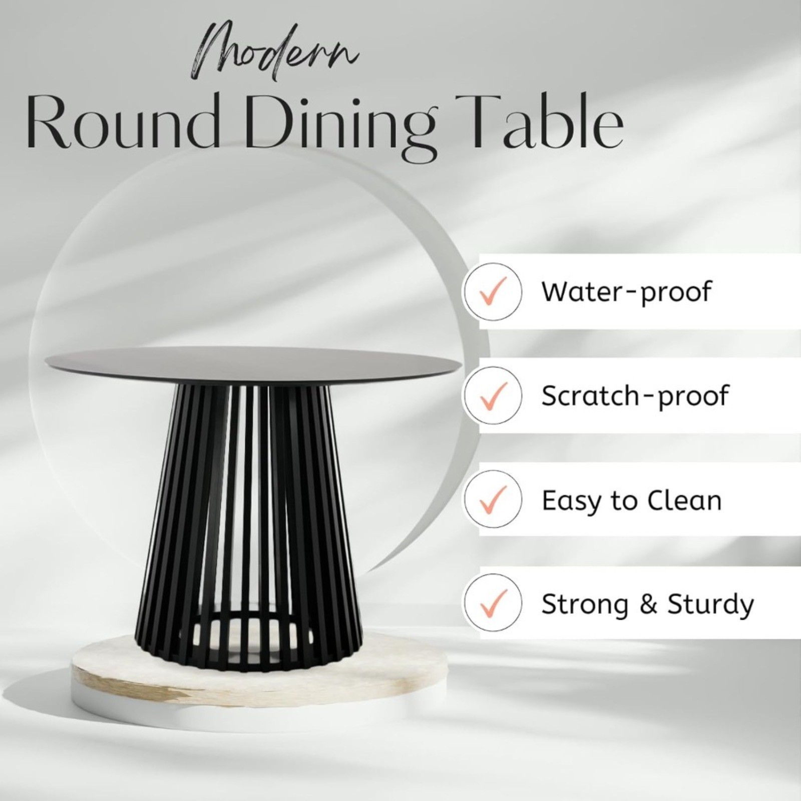 43.25″ Wide Round Dining Kitchen Table with Wooden Pedestal Base for 4-6 People