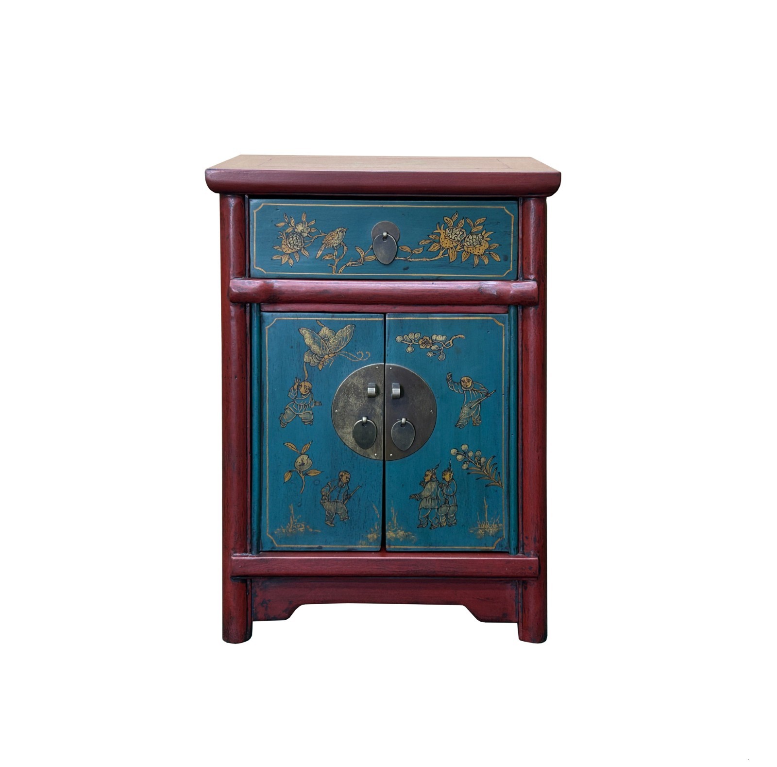 Red Blue Doors Golden Butterflies Fishes Graphic End Table Nightstand GB065