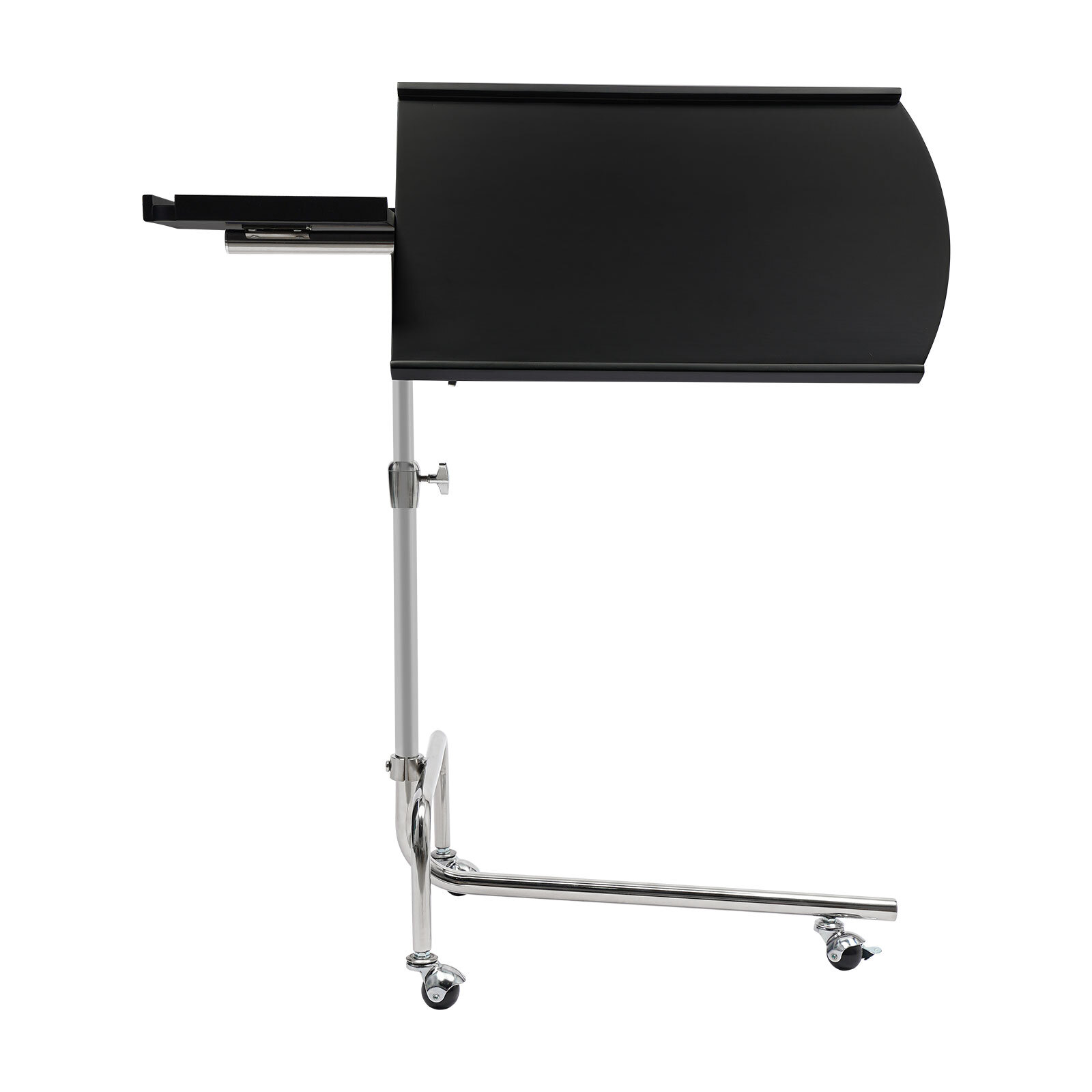 Modern Black Free-standing Adjustable Wood Swivel Tray Table w/ Ergonomic Stand