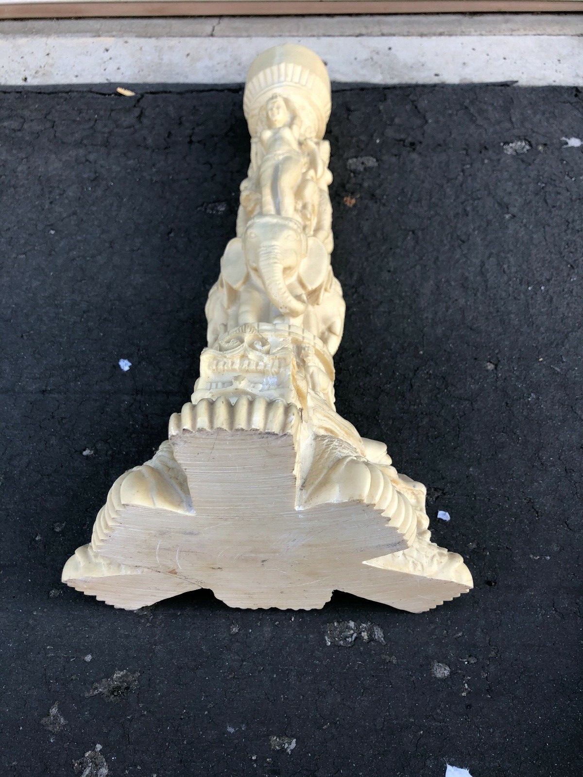 Vintage Asian Solid Resin With Embossed Carved