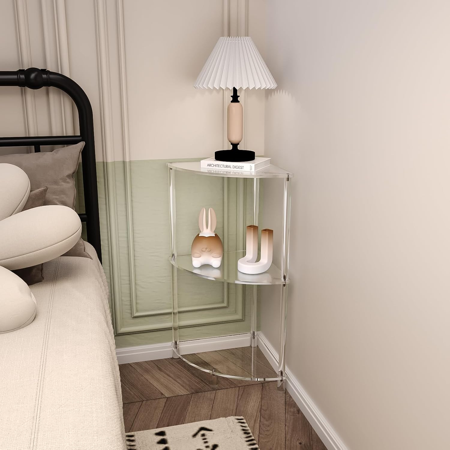 Acrylic Triangle Corner Table – 3 Tier Side Table for Any Room, 11.8”x26