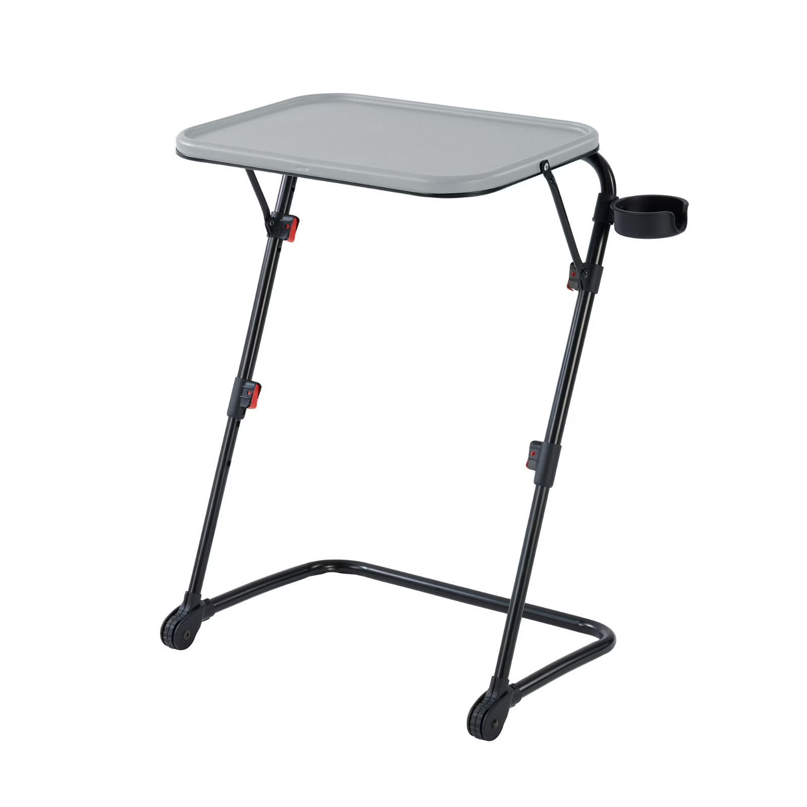 Mainstays Adjustable Folding TV Tray with Cup Holder Gray, 20.87″W x 14.76″D x 2