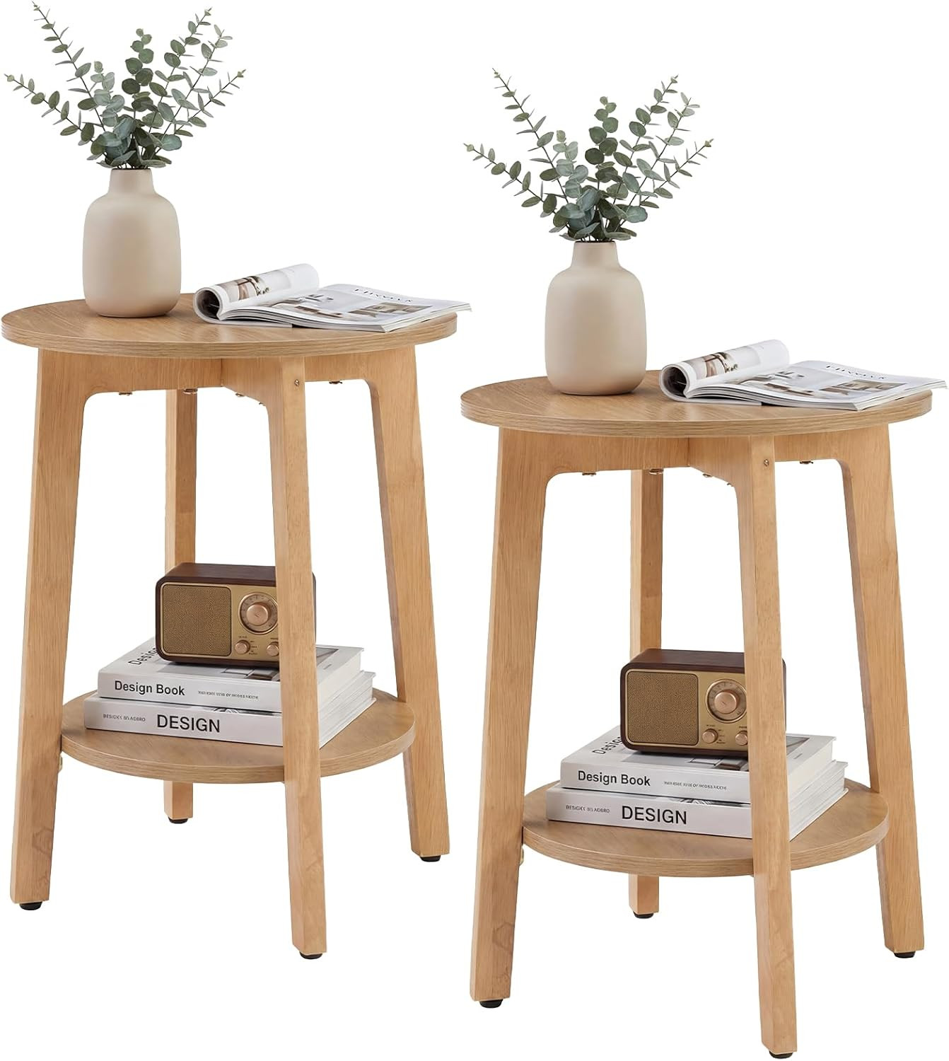 Bedside End Table for Small Spaces, 2-Tier Boho Accent Side Table with Storage S