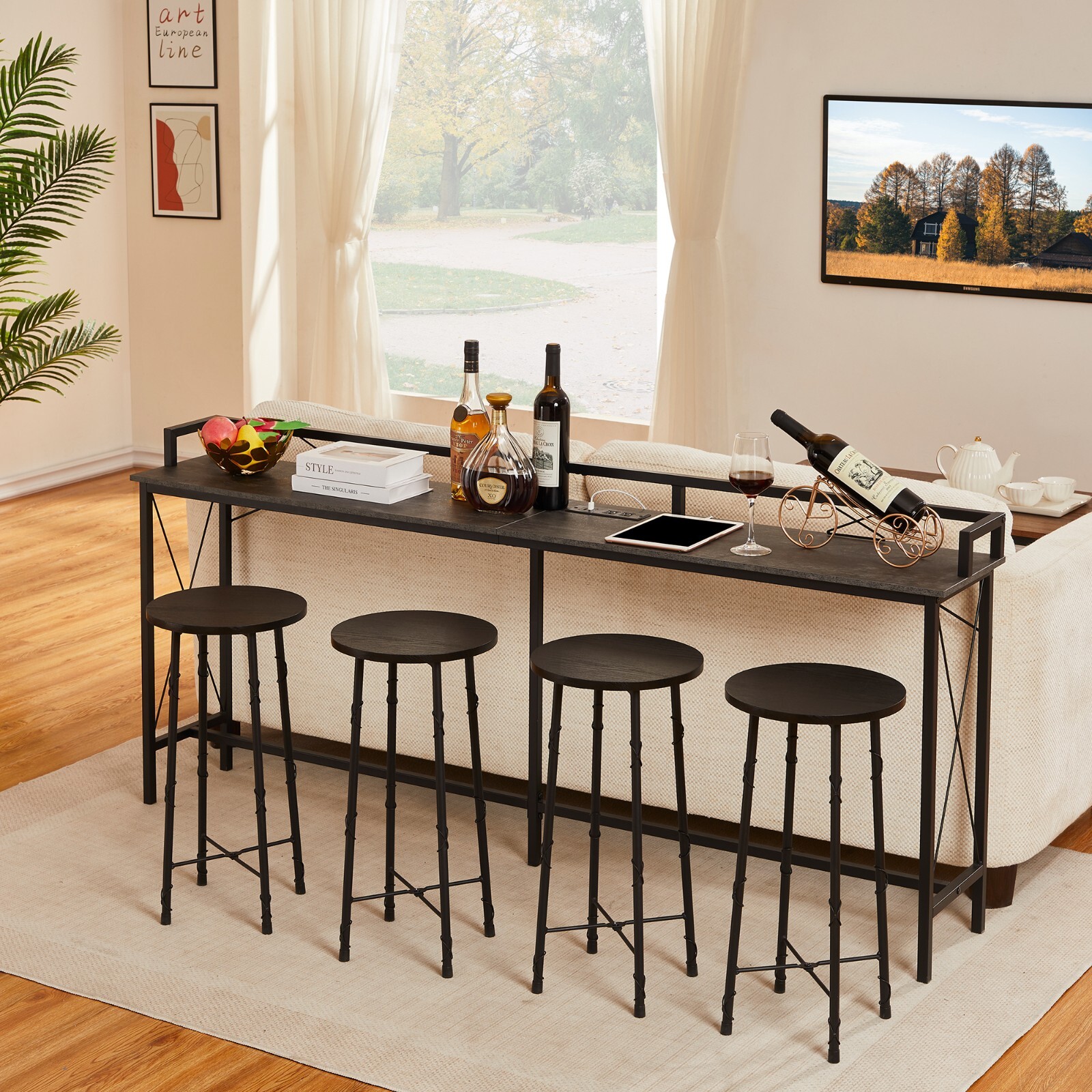 Console Table with Power Outlet 39/55/70″ Long Narrow Sofa Entryway Side Table