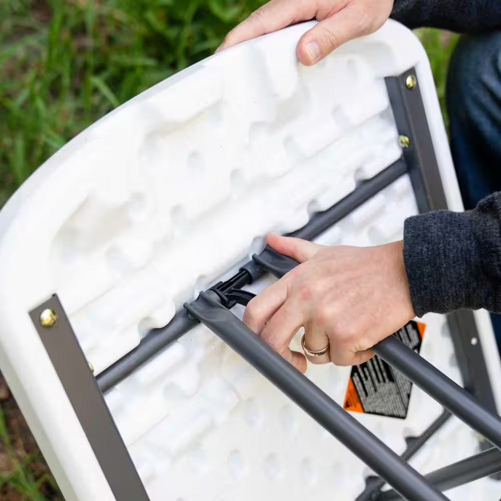 26 In. White Plastic Adjustable Height Folding Utility Table