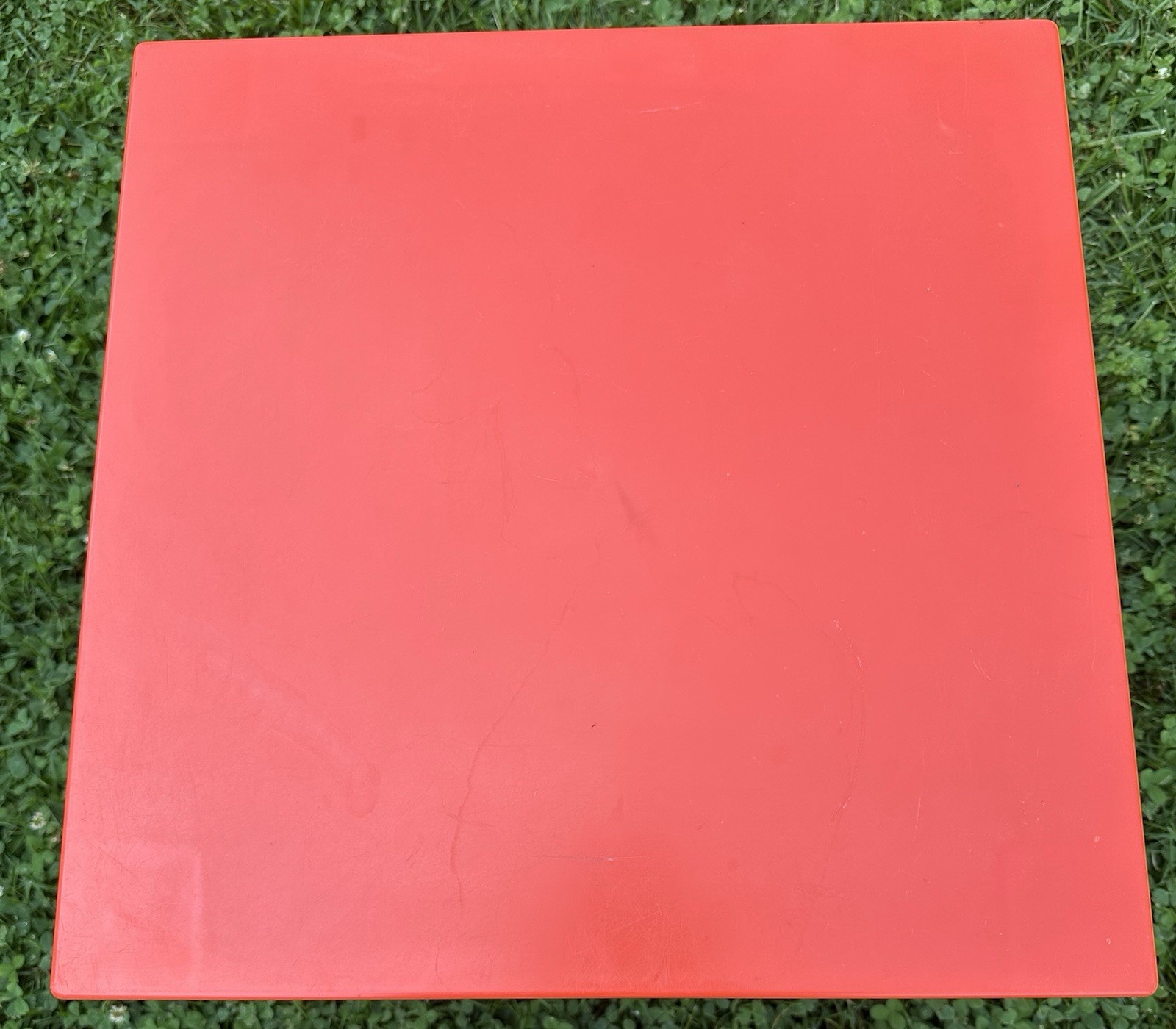Parsons Plastic Table Kartell Style Red Orange Square Vintage Mid Century 16”