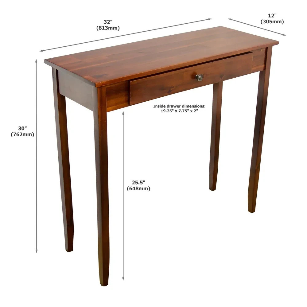 Mid Century Console Table Narrow Solid Wood W Storage Drawer Small Entryway Hall