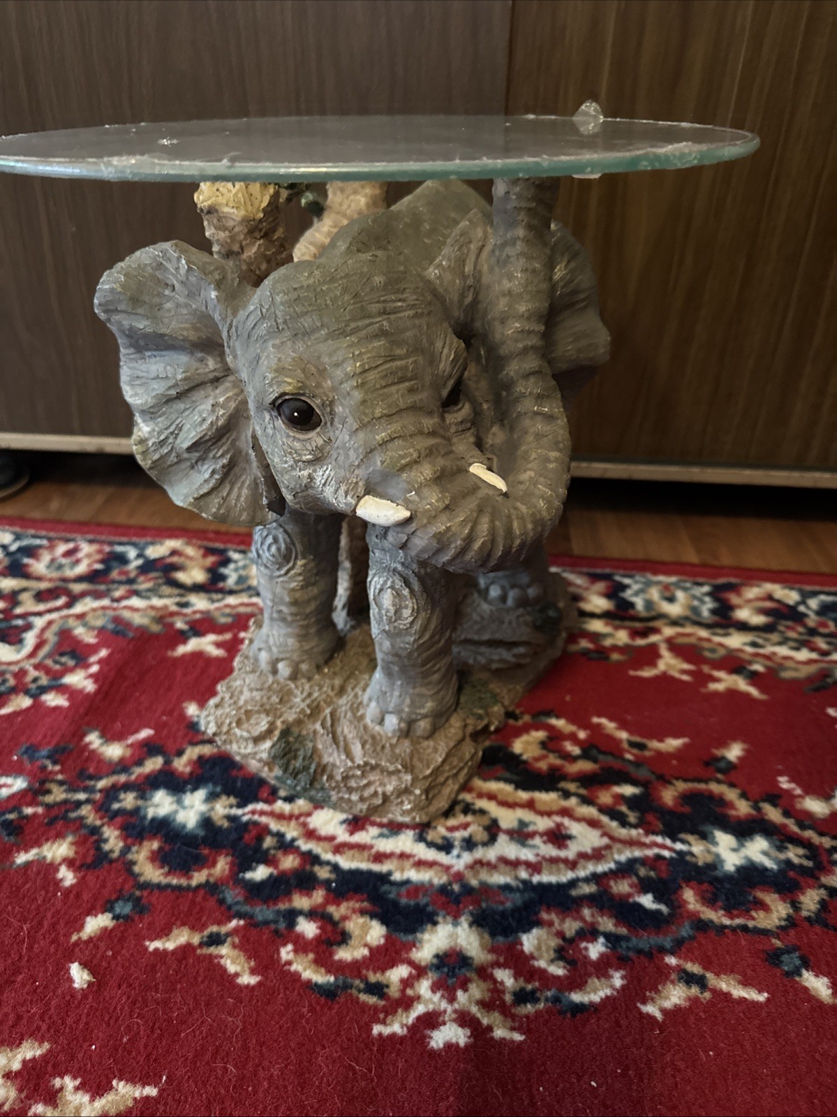 Elephant Glass Top Side Table Plant Stand 12″ 2079