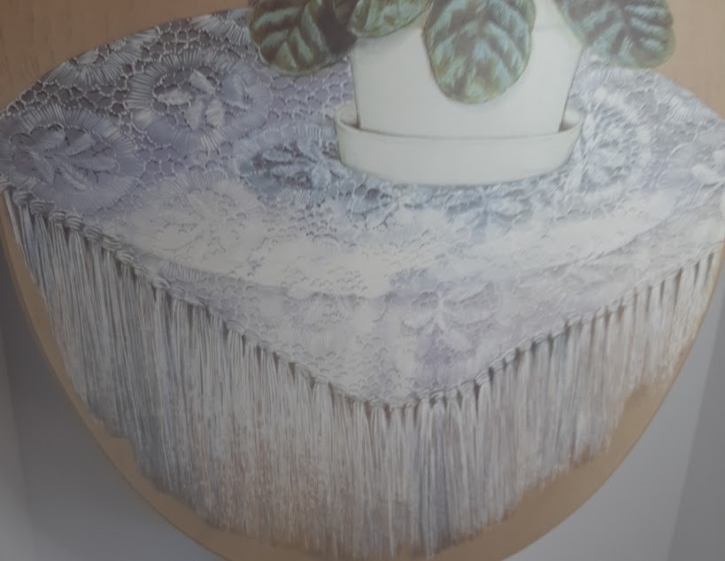 Bombay Vintage 90s Oval Wood Tilt Table With Floral Top Design