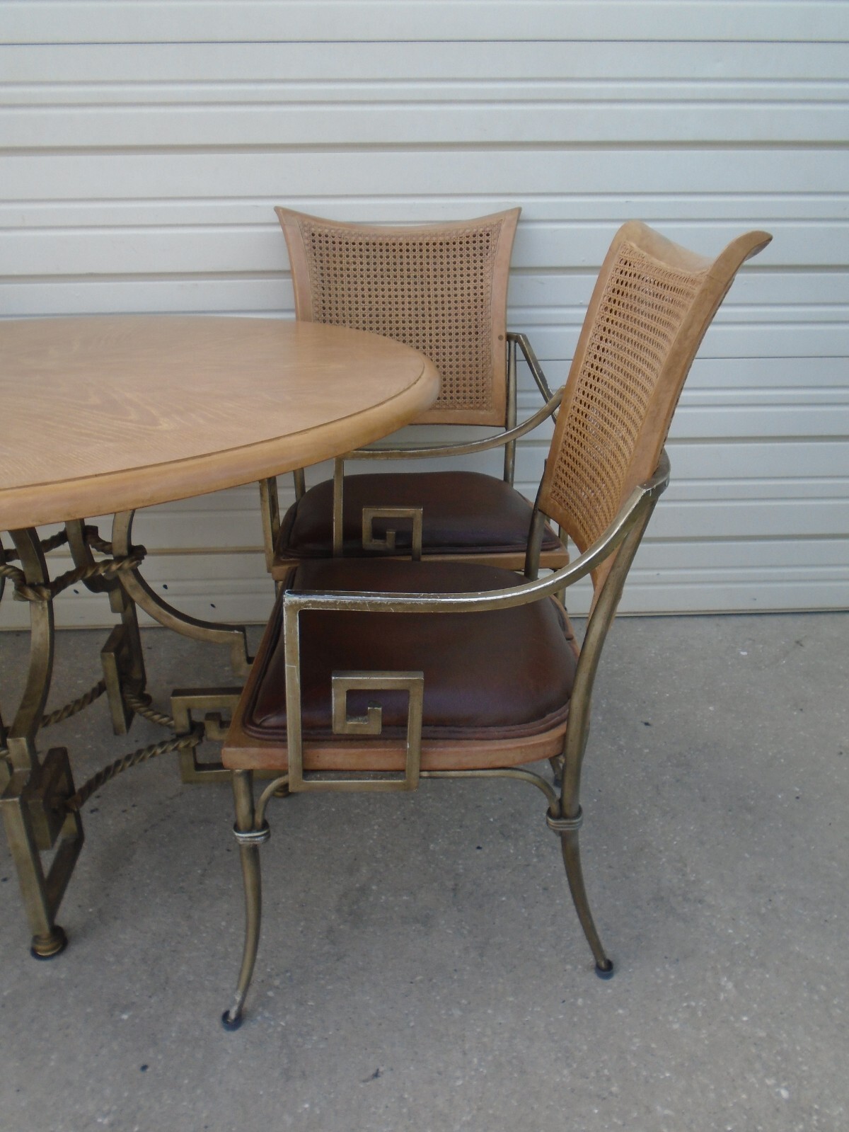 Greek Key Dining Set 4 Chairs + Table Gold Art Deco Chippendale Regency Nouveau