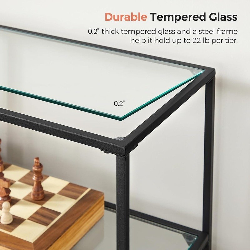 Durable Glass Console Table W/ Adjustable Feet Stylish Home Decor Display New