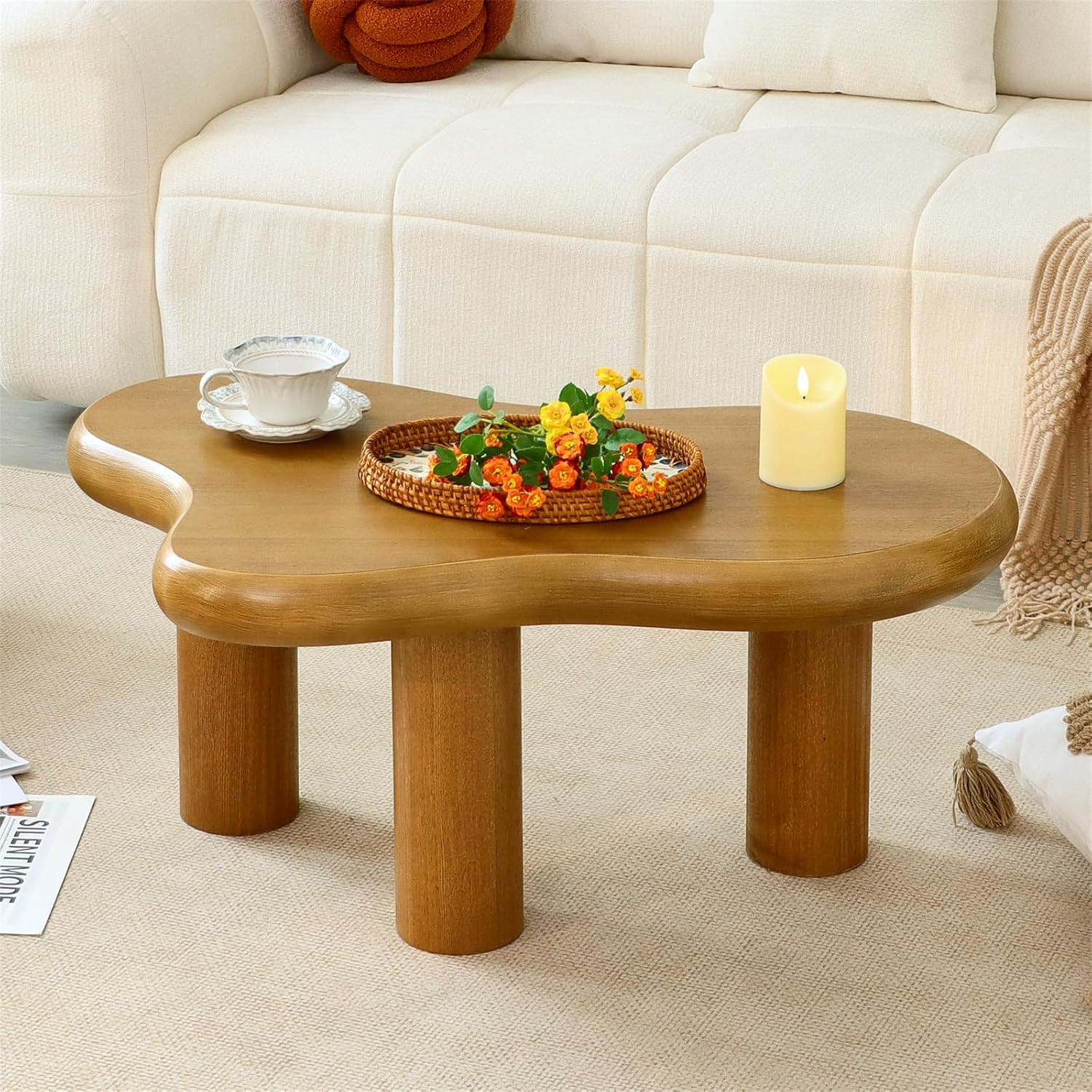 Modern 34″ Cloud Coffee Table – Stylish Wood Accent Table for Any Room