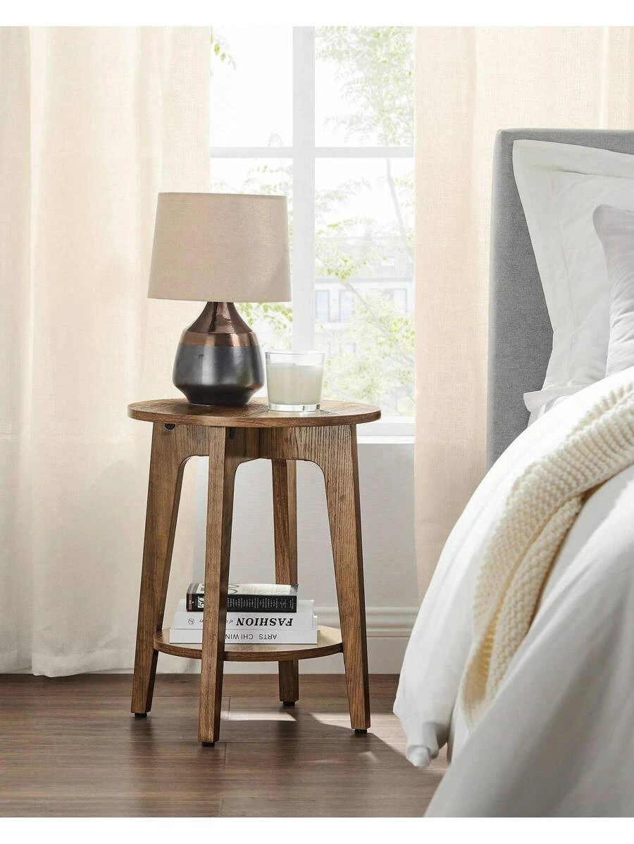 Round End Table 15.8″x15.8″x19.7″ Side Table Nightstand Grey