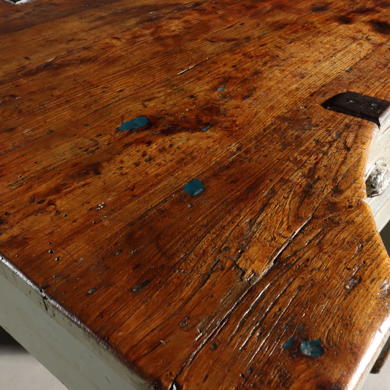 Vintage Industrial Table Fir Elm Design Italy XX Century Original