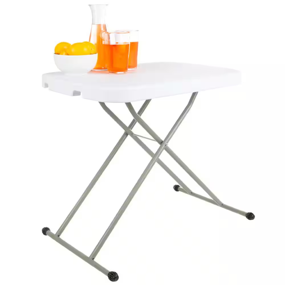 26 In. Folding Utility Table with Plastic Top and Metal Legs, Lightweight Portab