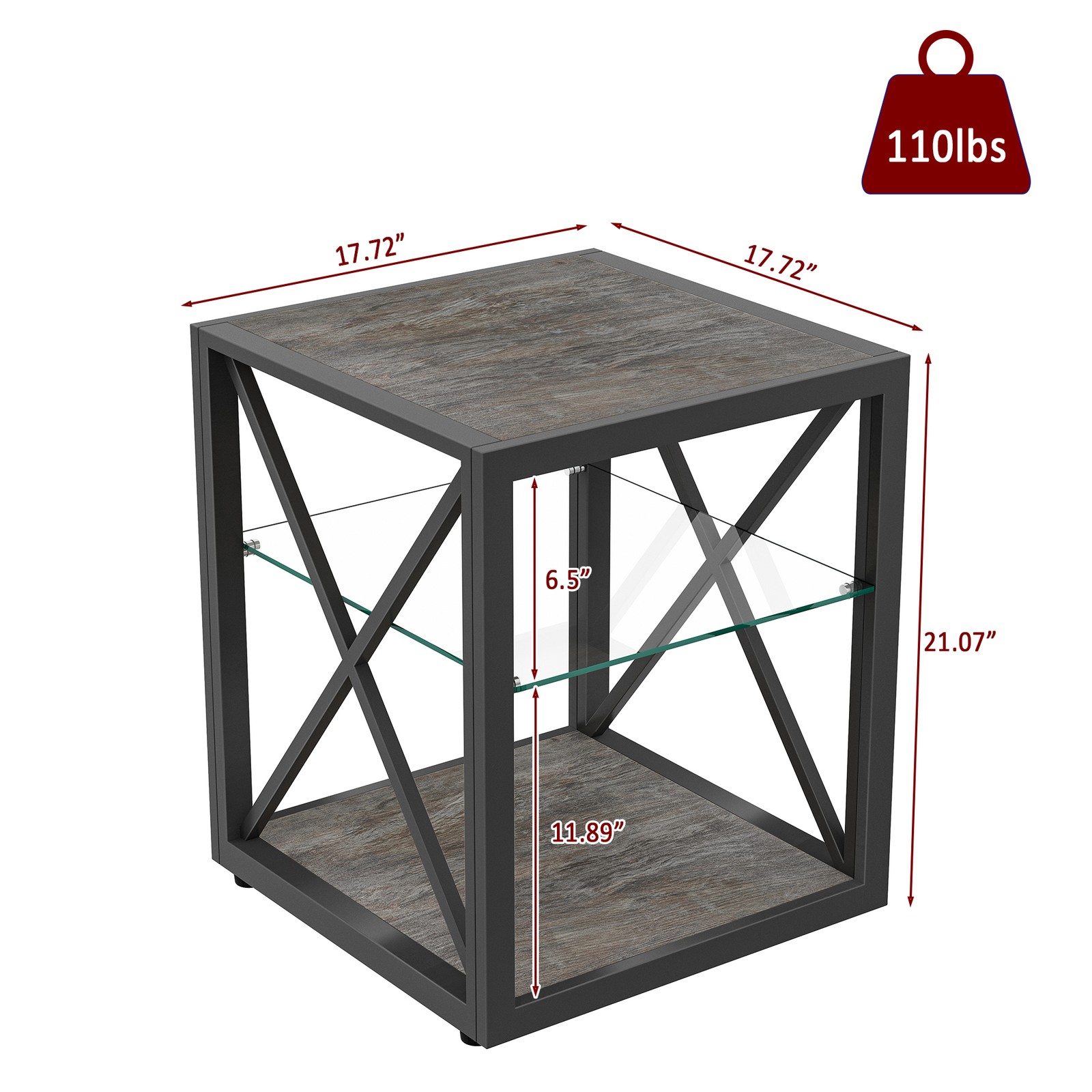 Modern End Table Nightstand Industrial Style Side Table for Bedroom &Living Room