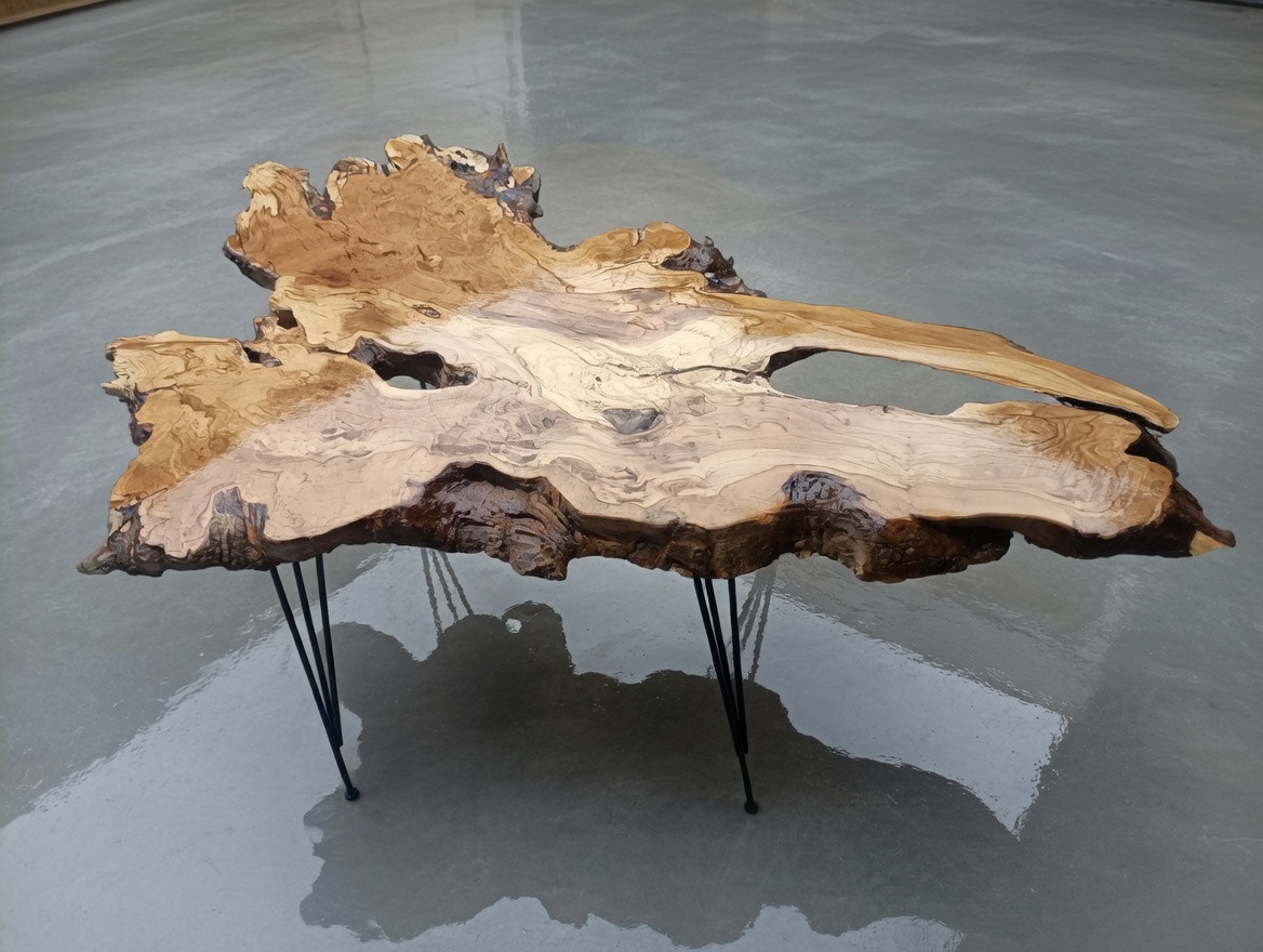 Live Edge Center Table Rustic Coffee Table Natural Olive Root Solid Wood