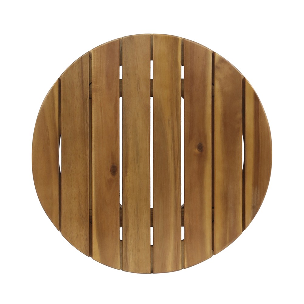 Outdoor Side Table 16″ Acacia Wood Teak Finish Patio