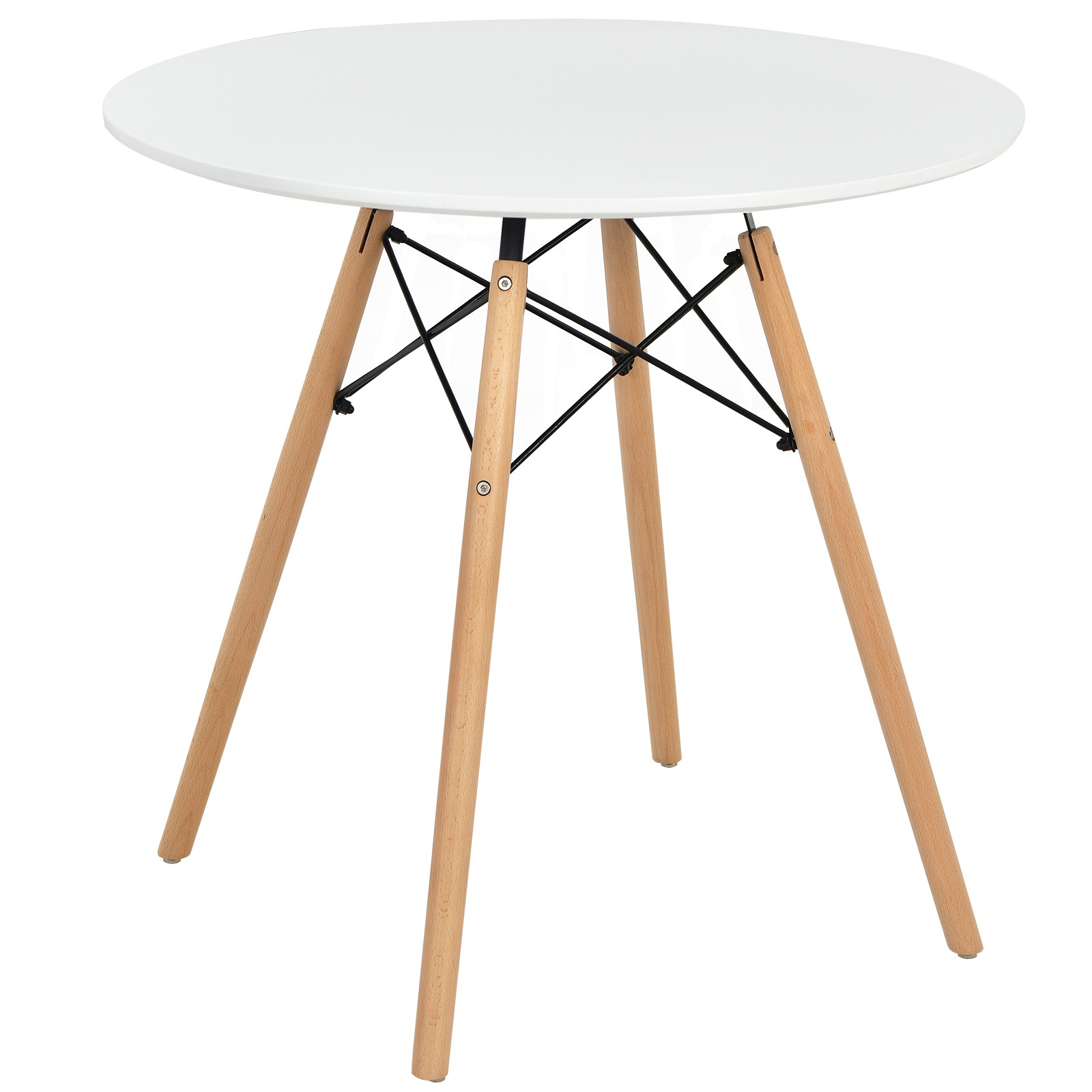 Dining Table Round White Modern Dining Table 31.5″ w/ Solid Wooden Legs Kitchen