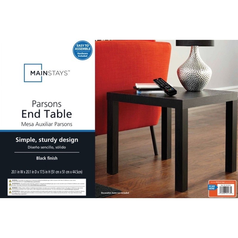 Parsons End Table Minimalist Square PVC Wood Water Resistant Indoor Furniture US