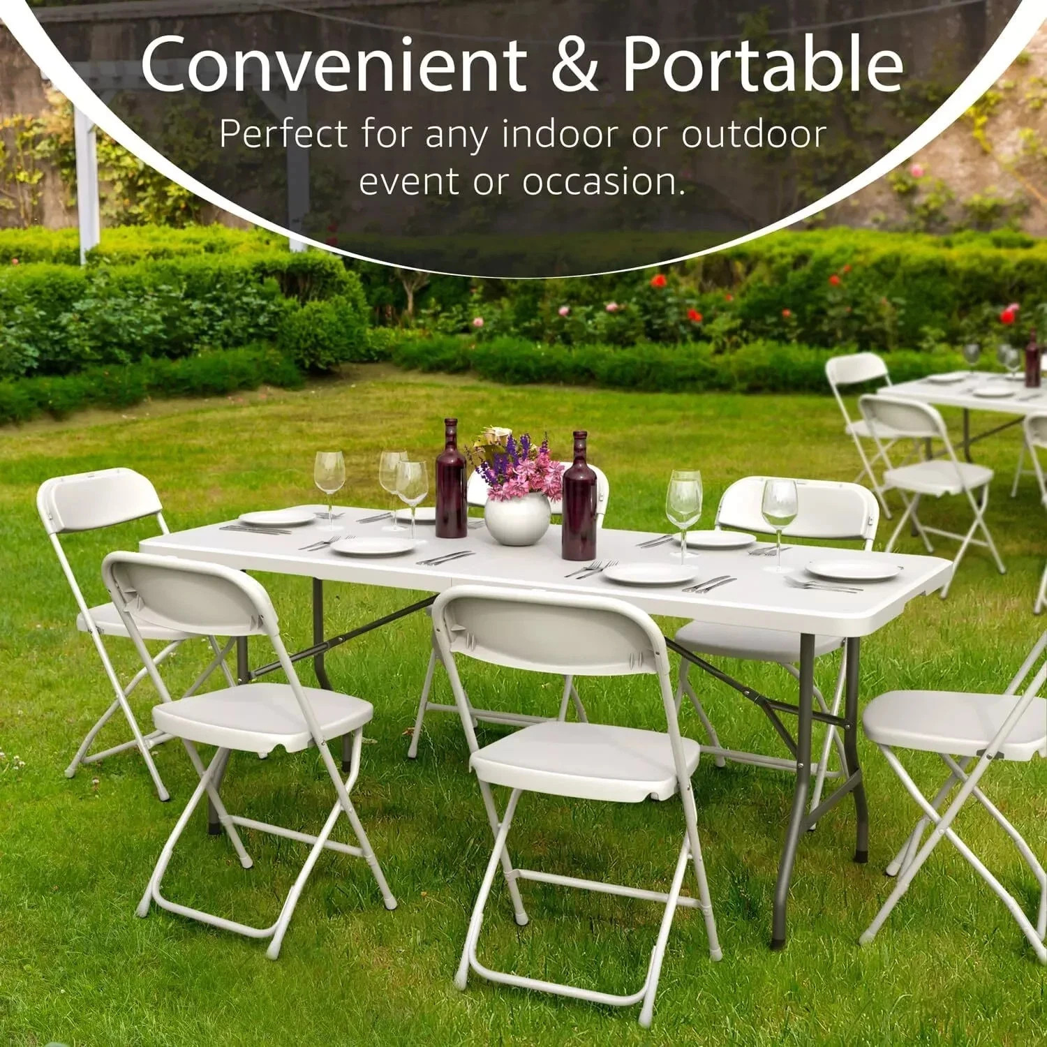 BRAND NEW 6ft Foldable Table Folds in Half | Lightweight Portable for Parties,