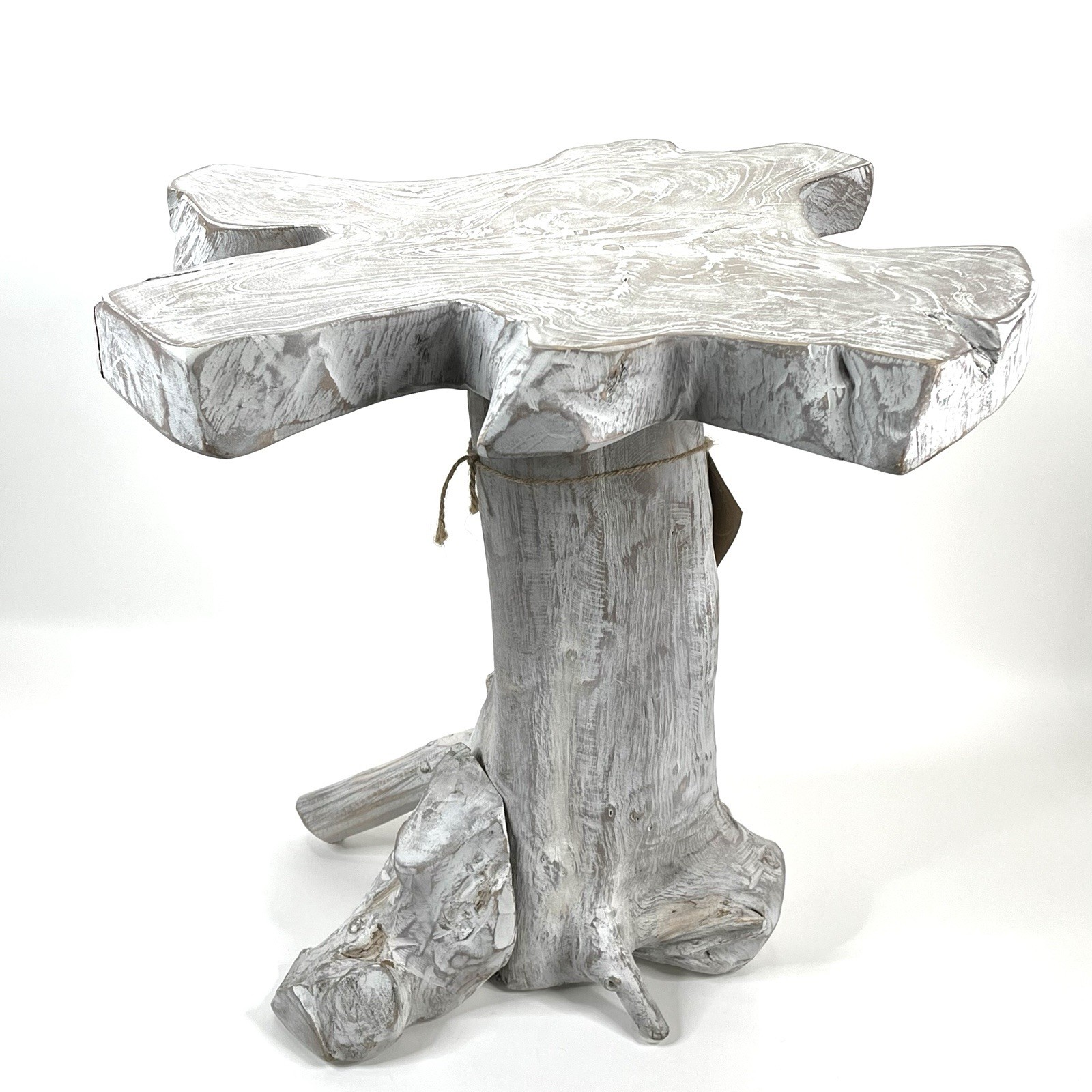 Natural Teak Solid HardWood Slab Table Top Coffee End Table White 21” Tall