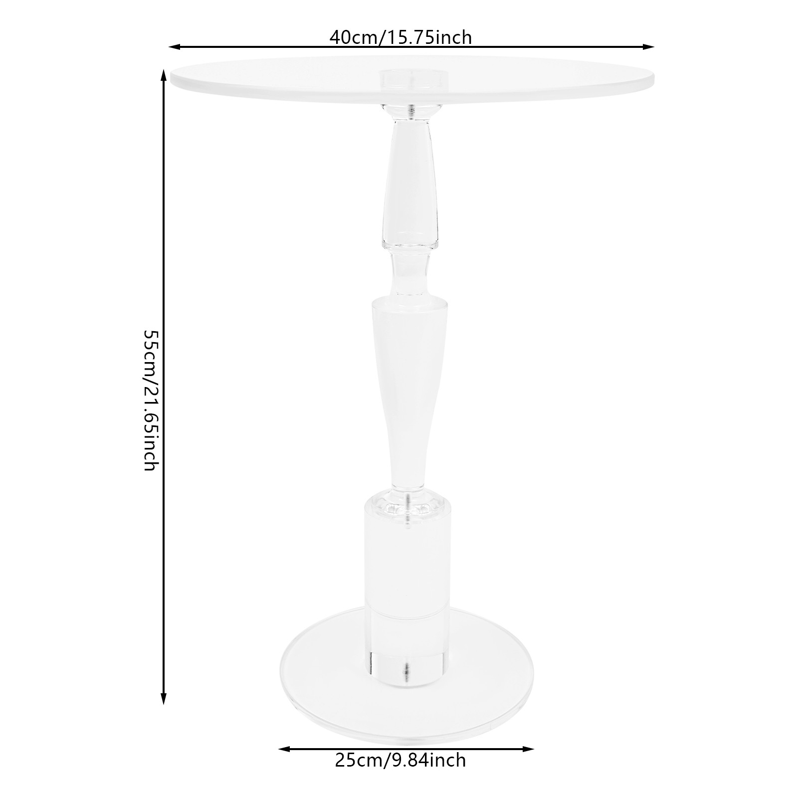 Acrylic Round Side End Table, Nightstand Pedestal Table for Living Room, Bedroom