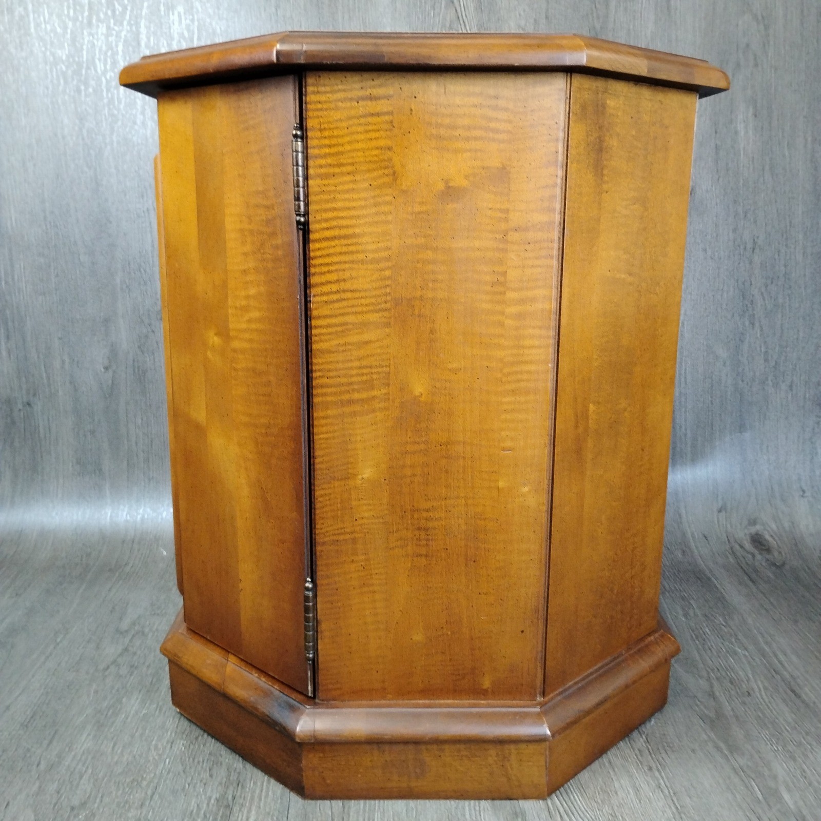 Vintage Octagonal Solid Wood End Side Table 20″T Commode Cabinet Storage Unique