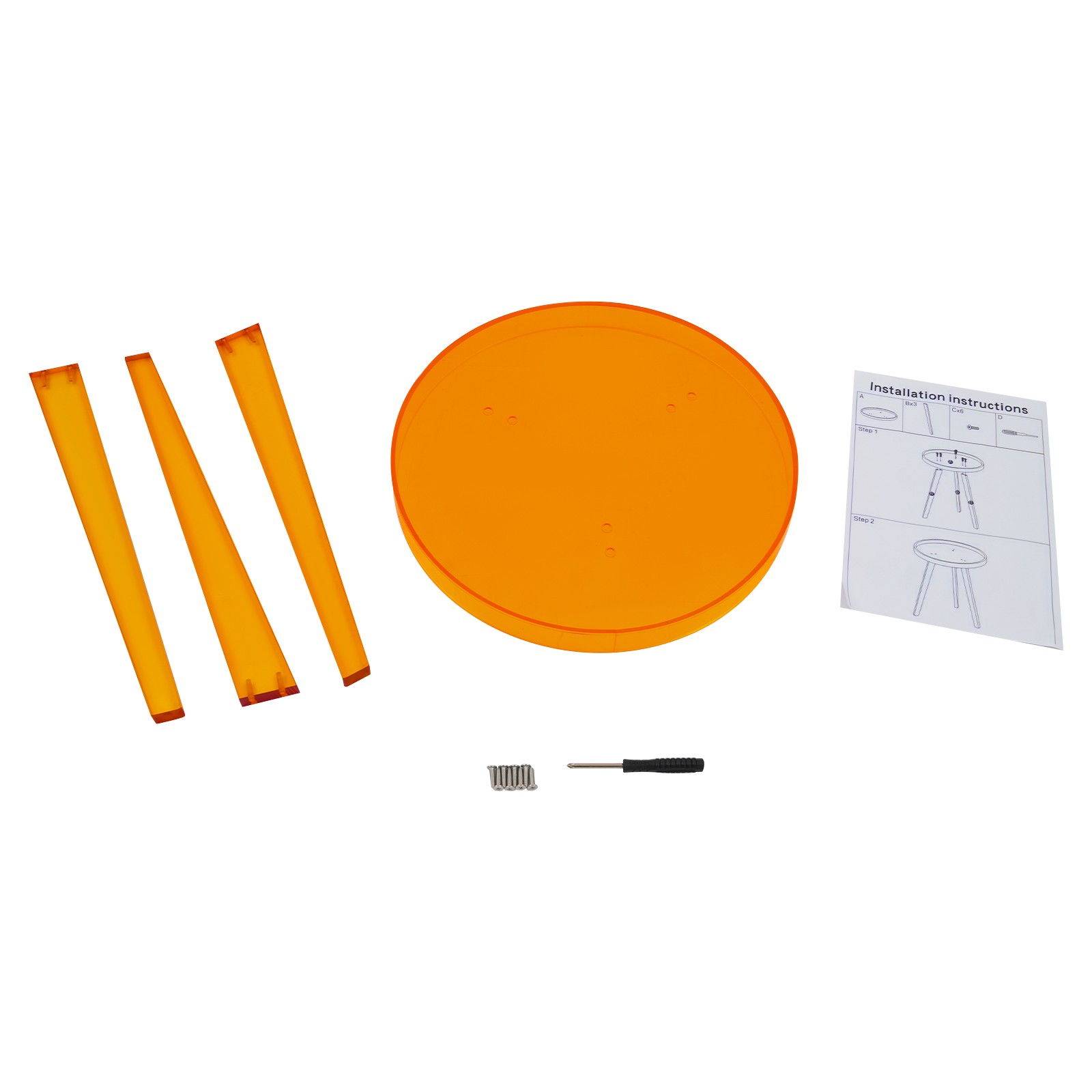 Orange Acrylic Side Table Side Table, End Table for Living Room, Bedroom