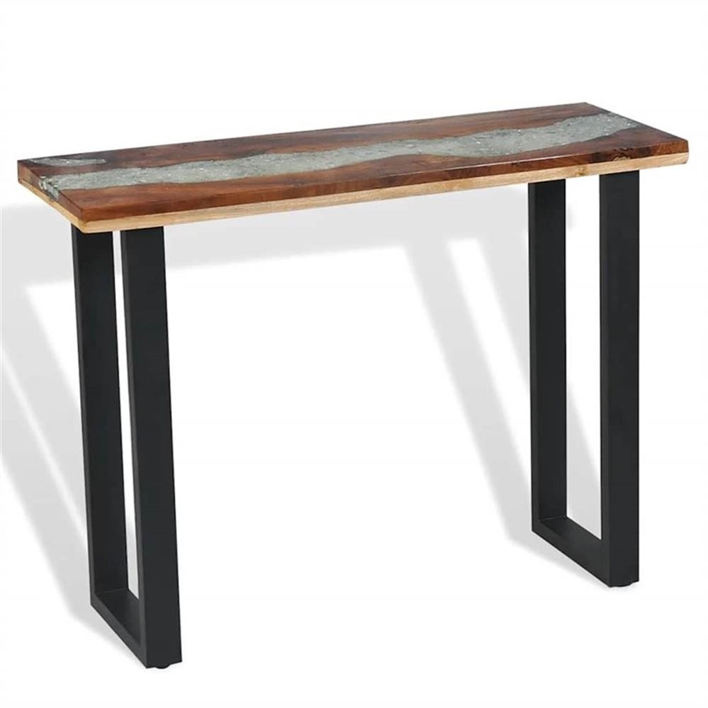 Pemberly Row Contemporary 39.4″X13.8″X29.5″ Teak Console Table in Brown
