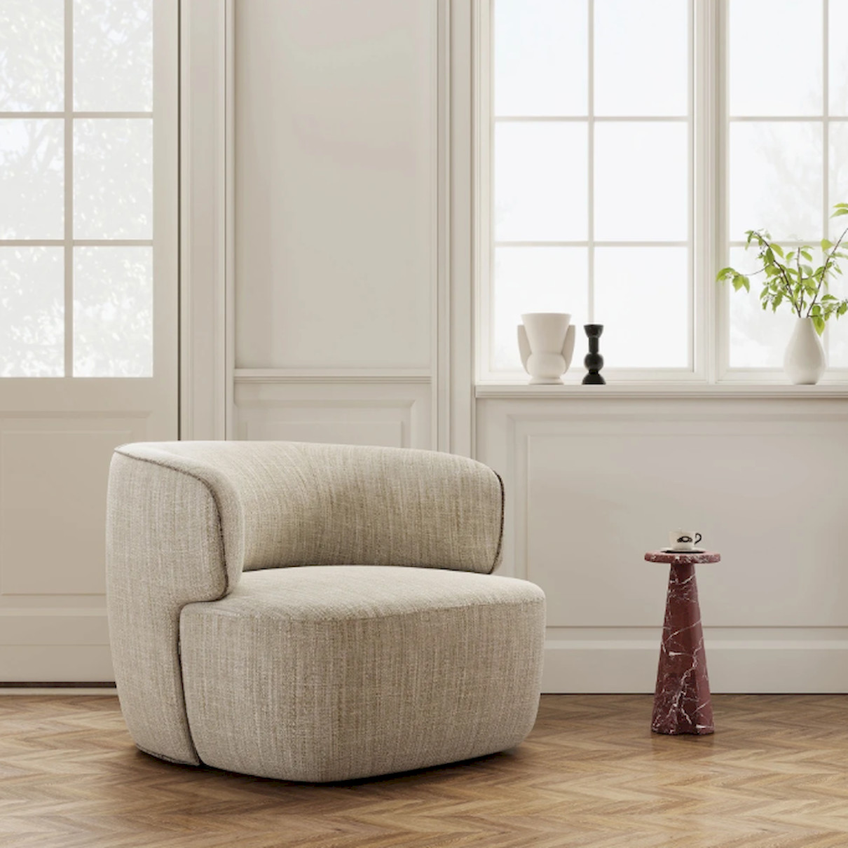 Daya Lane Lauren Cultured Marble Side Table – Red