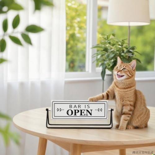 Swivel Bar is Open Closed Sign, Handmade Metal Tabletop Decor for Kitchen or