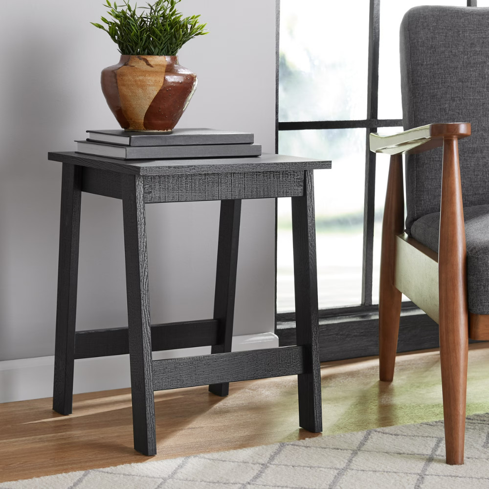 2 Pack Mainstays Square Wood Side Table, Black End Nightstand Coffee Living Room