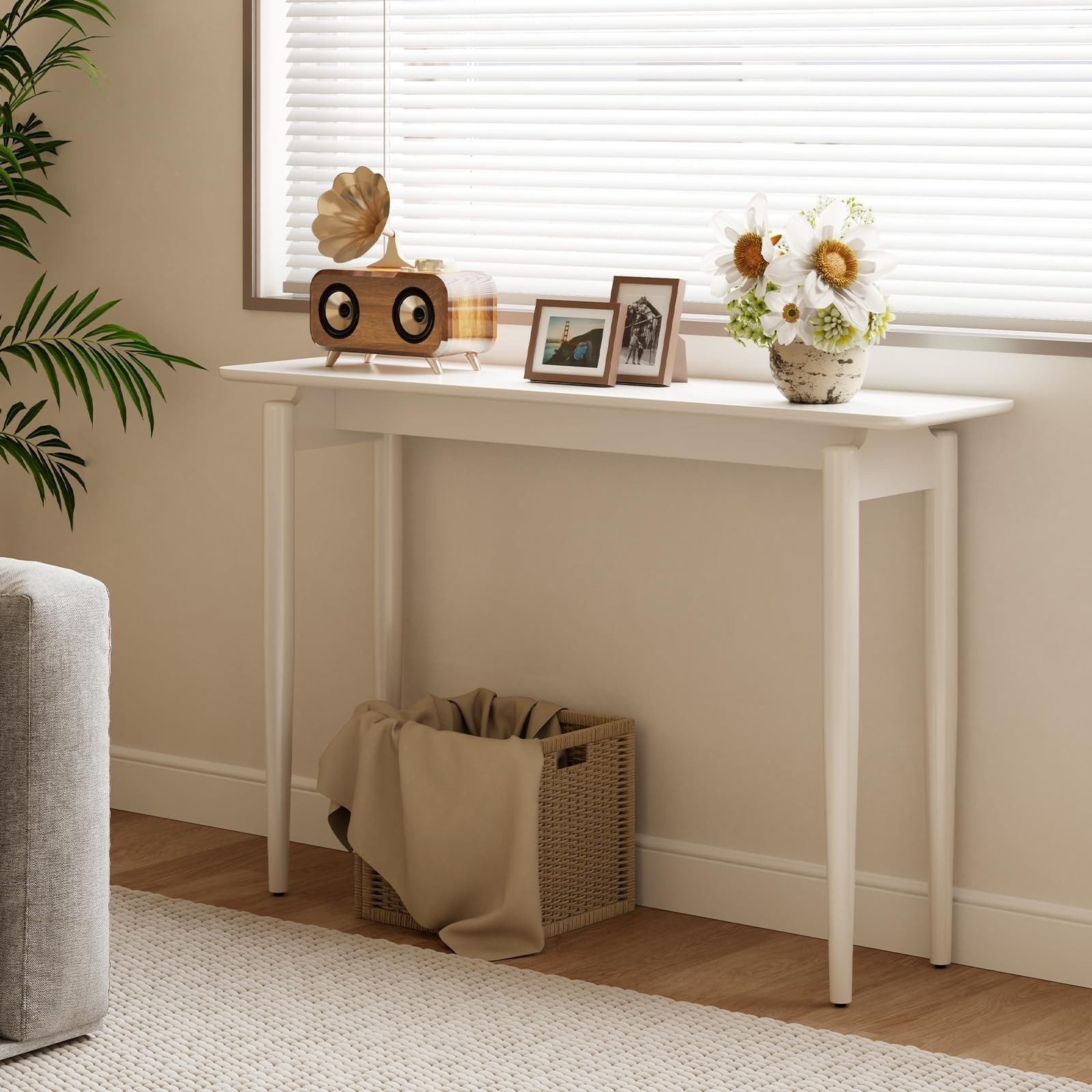 Wood Console Table White Entryway Table, Thin Console Table, Sofa Tables 47.2 in