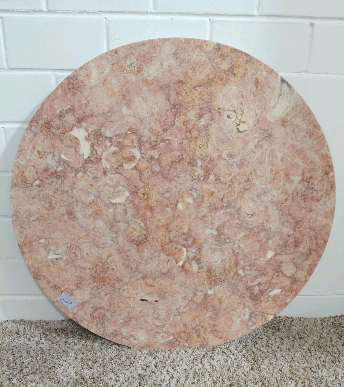 Round Pink Marble Table Top 33 in Diameter x 1 in Thick Made in Belgium *Pickup
