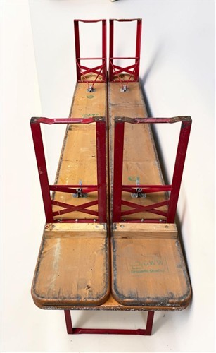 Vintage German Oktoberfest Beer Garden Table&Bench, Honey Brown Outdoor Set, H20