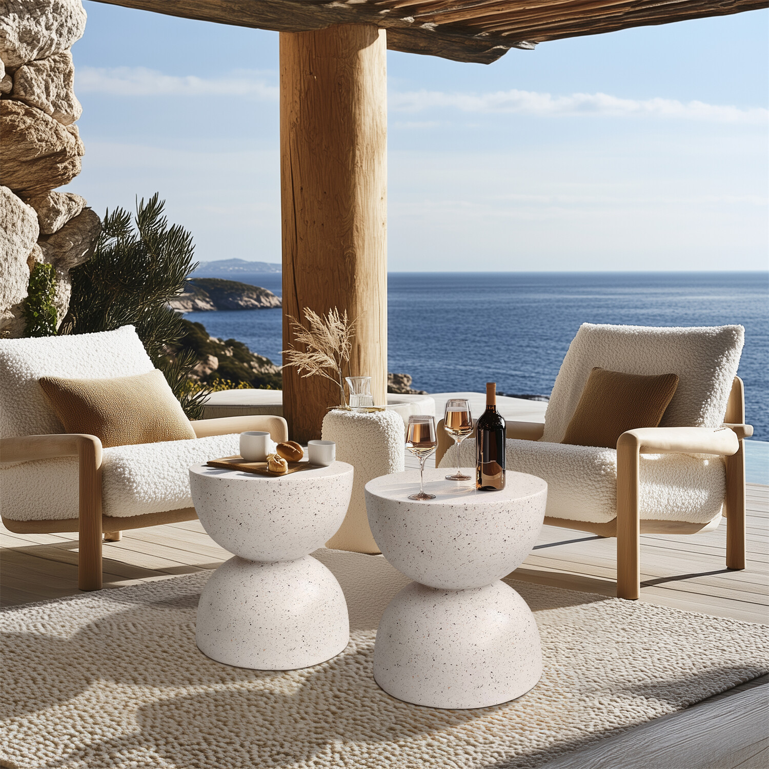 Unique Outdoor Concrete Side Table for Living Room Bedroom End Table Plant Stand