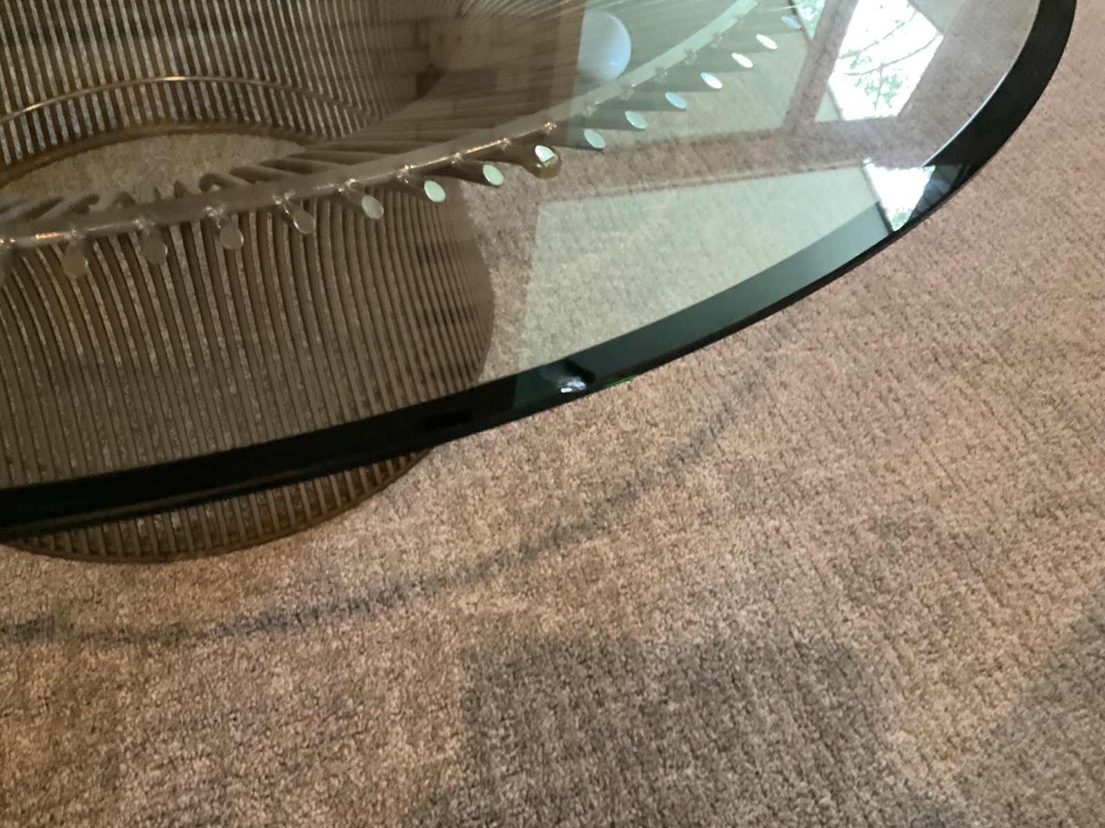 1970’s Warren Platner Nickel and chrome 36 in glass coffee table