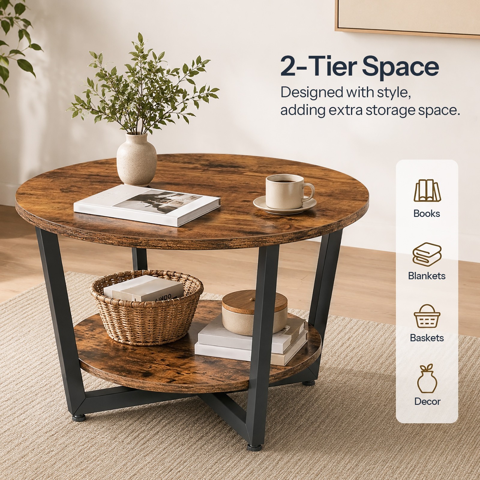 Coffee Table Center Tables for Reception Room Office 31.5″L x 31.5″W x 19.5″H