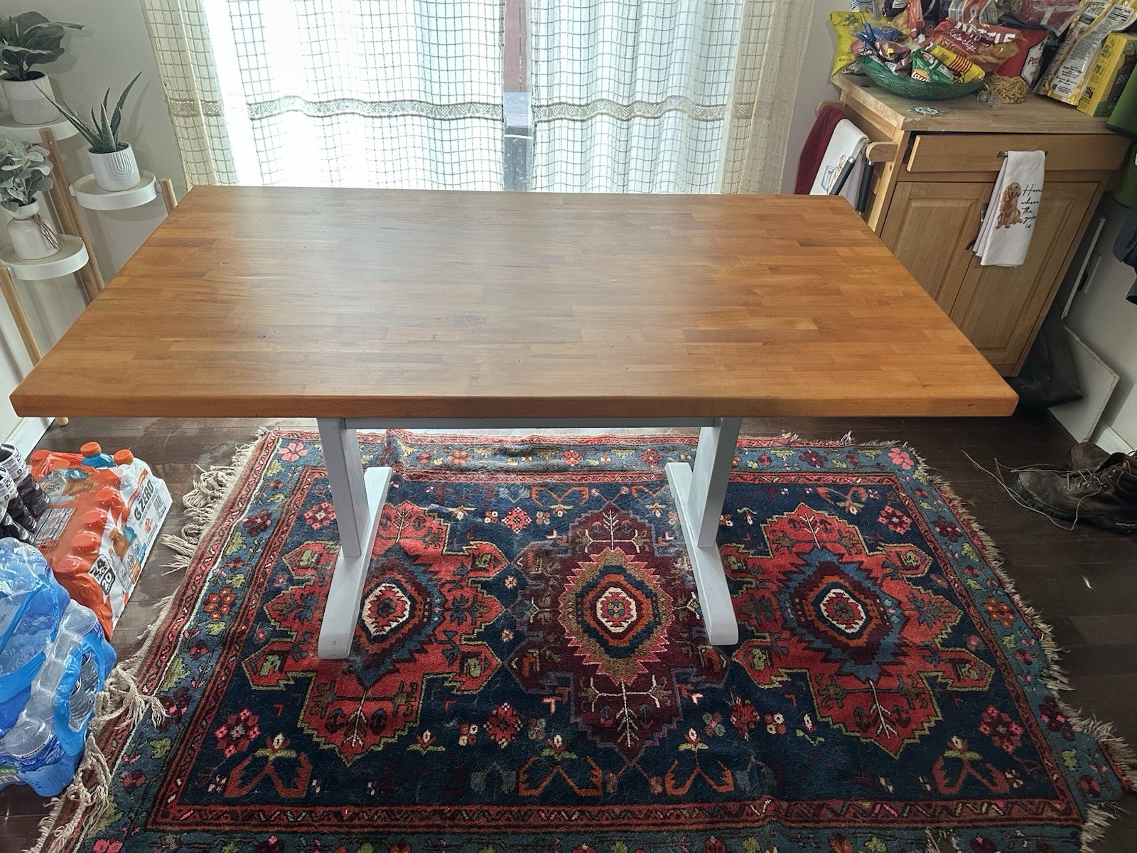 Wood Butcher Block Dining Table – Seats 6–8 – Modern Farmhouse