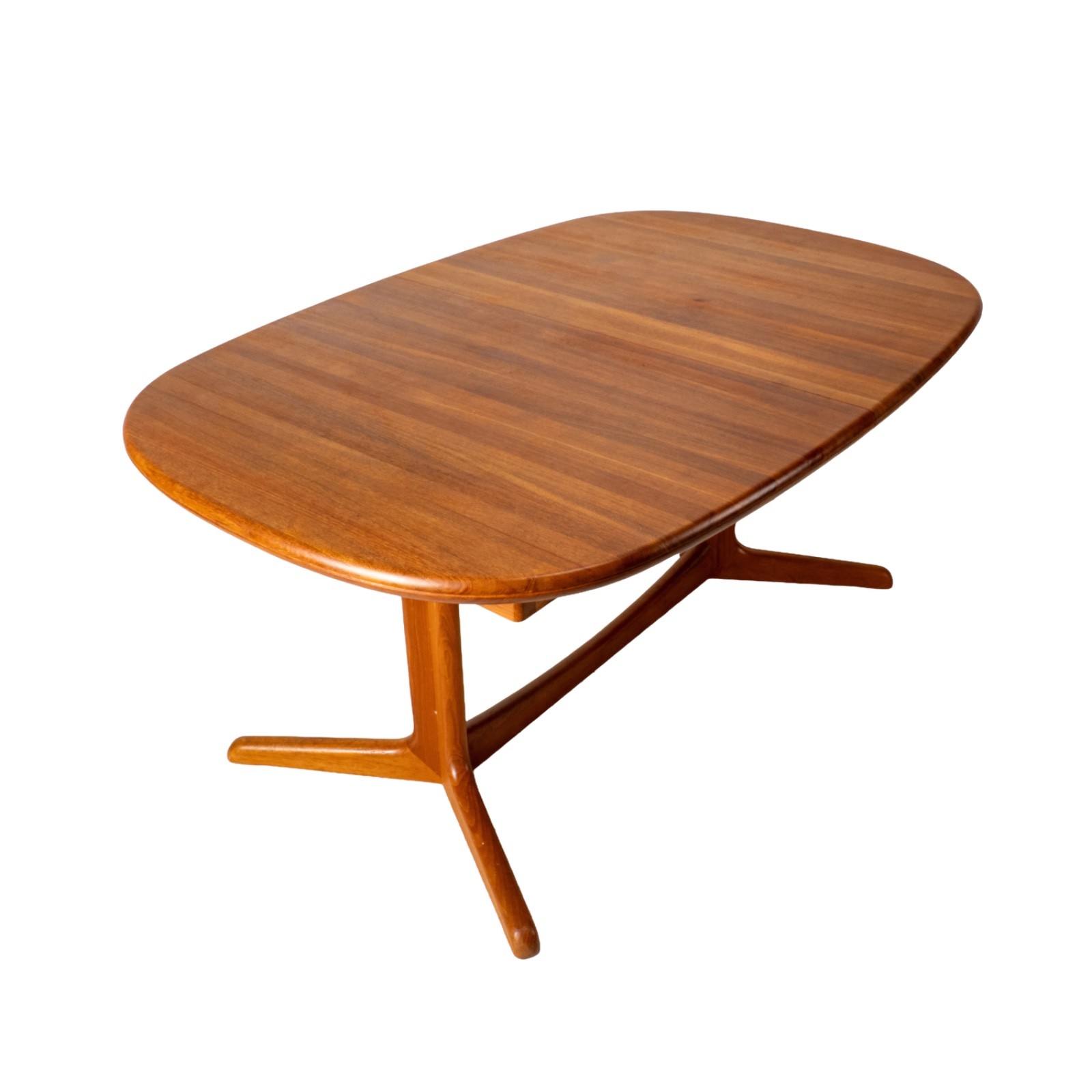 D-Scan Danish Modern Solid Teak Expandable 102″ Dining Table W/ Two Leafs