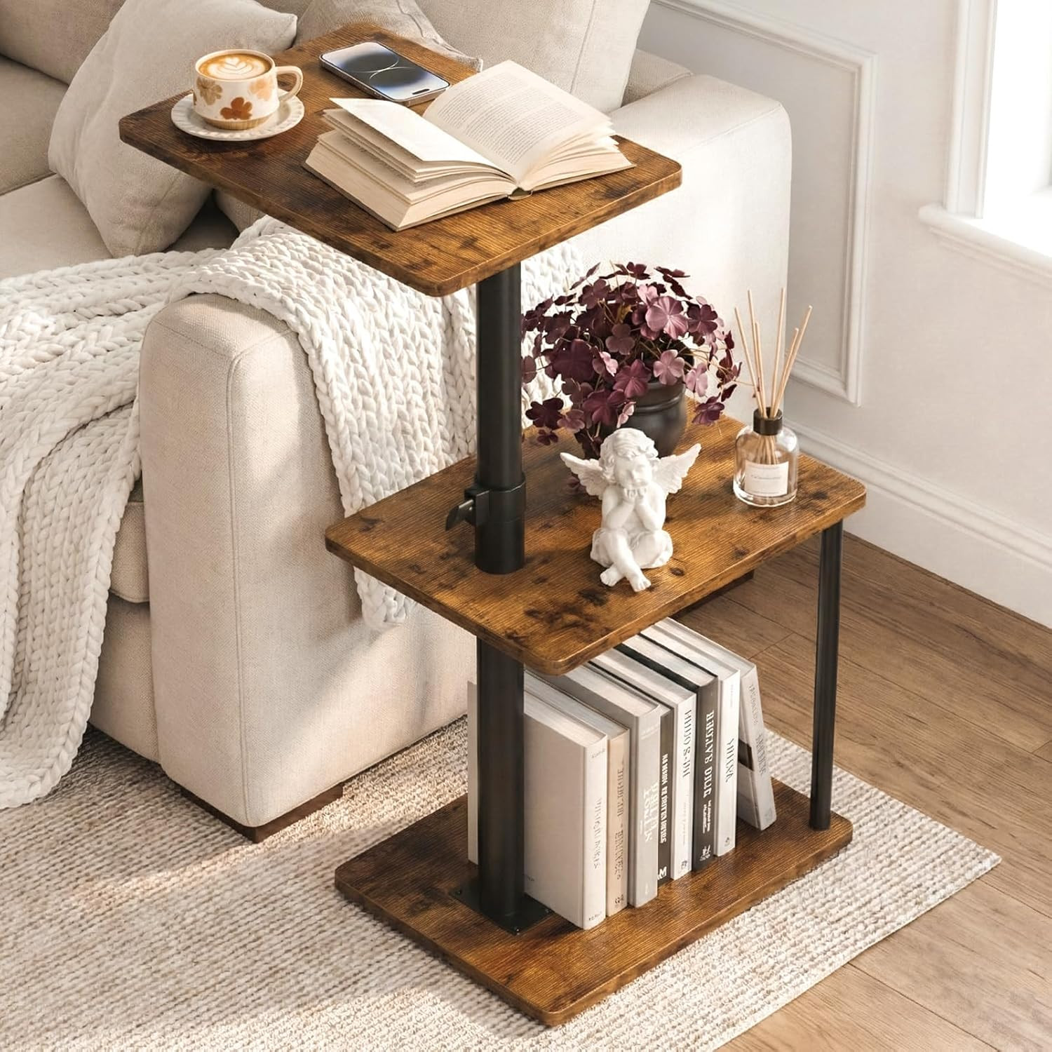 360° Swivel Side Table for Height Adjustable