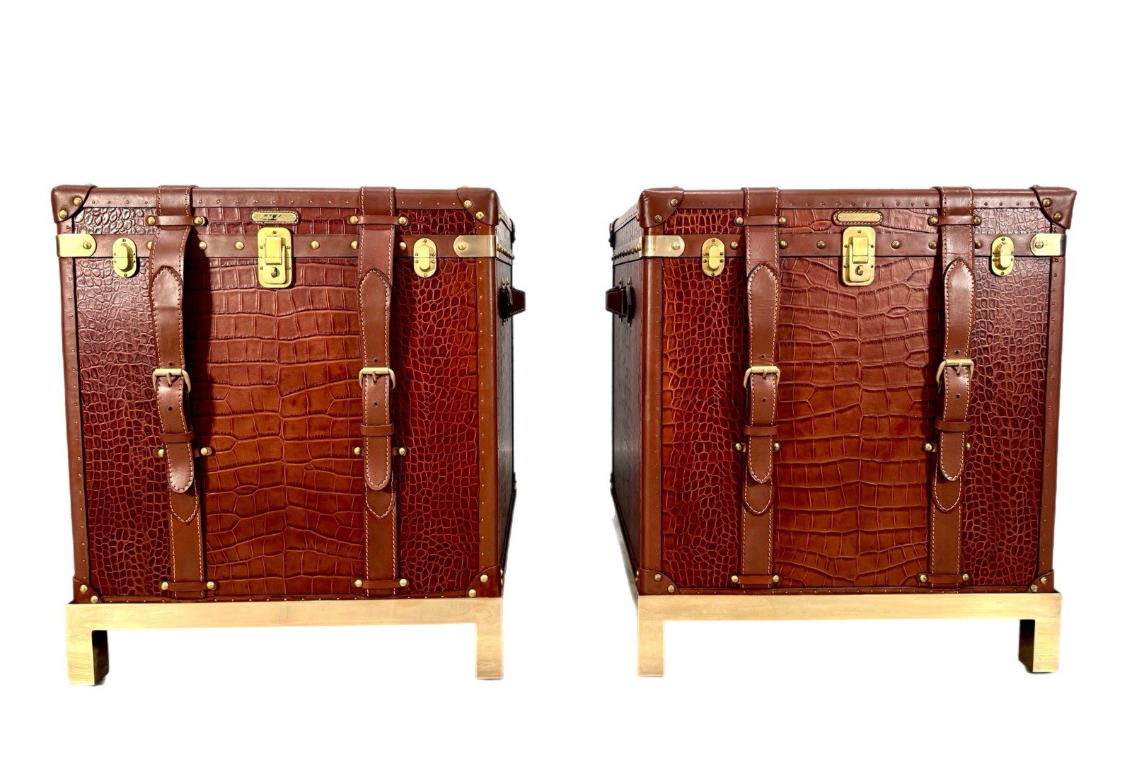 (2) *Special Edition* Ralph Lauren Grayson Trunks In Crimson Red Gator Leather