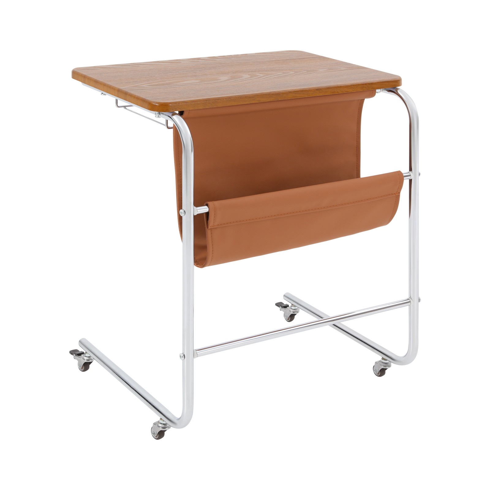 Sofa Side Table,C-Shaped End Table with Universal Wheels,End Table living room